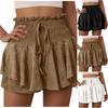Женские модные летние однотонные шорты с рюшами по краям, повседневные пляжные шорты с высокой талией и шнурком