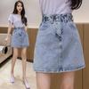Женская юбка-трапеция из ретро-джинса, лето 2025 г., размер плюс, утягивающий дизайн бедер