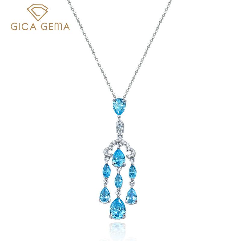 Gica Gema Высокоуглеродистые бриллиантовые ожерелья с подвеской из стерлингового серебра 925 пробы 8*12 мм, уникальный дизайн, романтические изящные ювелирные изделия, подарки для свадебной вечеринки, новая тенденция