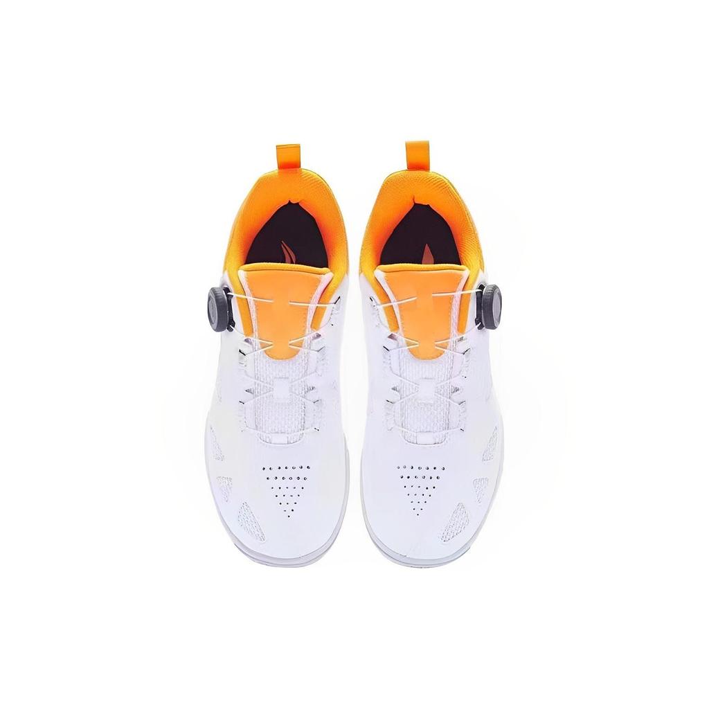 Li Ning Mage ESS износостойкие дышащие низкие кроссовки для настольного тенниса унисекс Белый Оранжевый APTT001-2