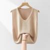 Вязаный жилет женский свободный майка без рукавов свободный свитер жилет утолщенный повседневный круглый вырез жилет