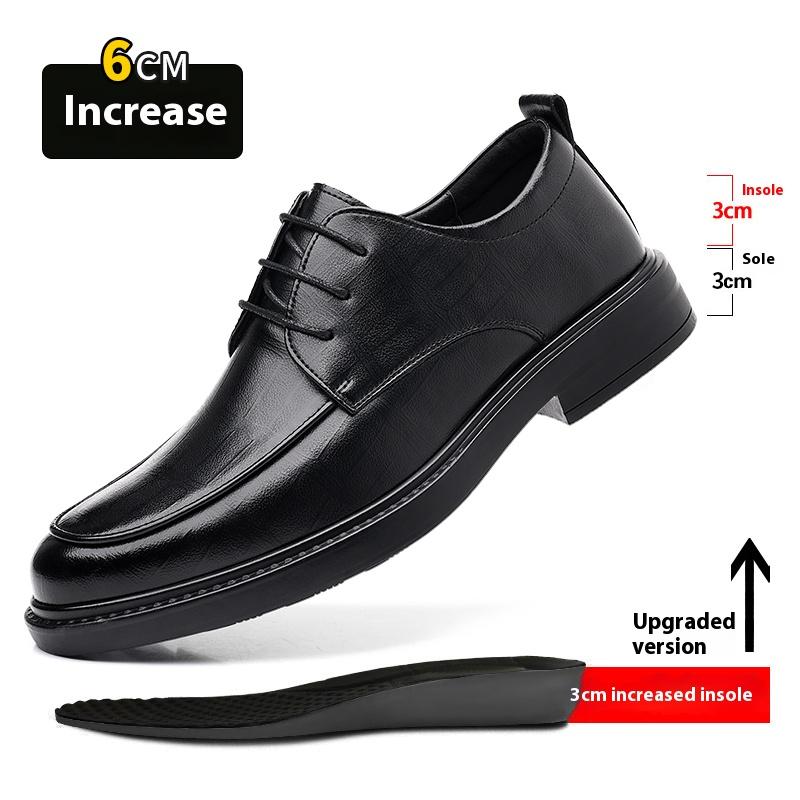Spring/Summer Men 37-45 Men's Flat/6CM Heightening Elevator Shoes Business Formal Leather Shoes Man British Casual Wedding Suit