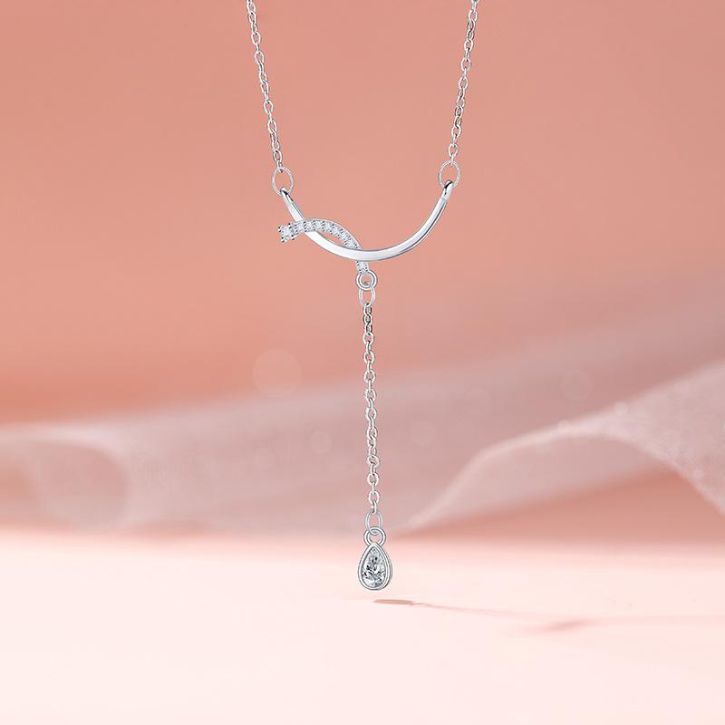 Изогнутое бахромчатое ожерелье с каплями воды, женское, легкое, роскошное, нишевое, дизайн, подвеска в виде глаза из нержавеющей стали
