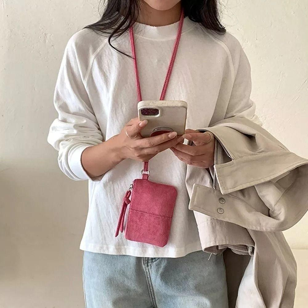 Кошелек для монет из замши с леопардовым принтом Портативная сумка для помады и ключей Женская сумка через плечо Мини-сумка для хранения Маленький кошелек Дорожная сумка на шею