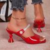 New Mid-heeled Pearl Sandals Fashionable Outer Wear High-heeled Thick-heeled Cool Slippers