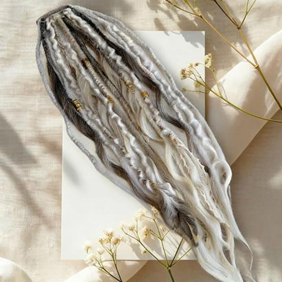 Бохо Плетеное наращивание хвоста с резинкой для волос Легкие заплетенные вручную косы Наращивание волос Женщины Мужчины Длинный Викинг Дреды Бусины Наращивание хвоста