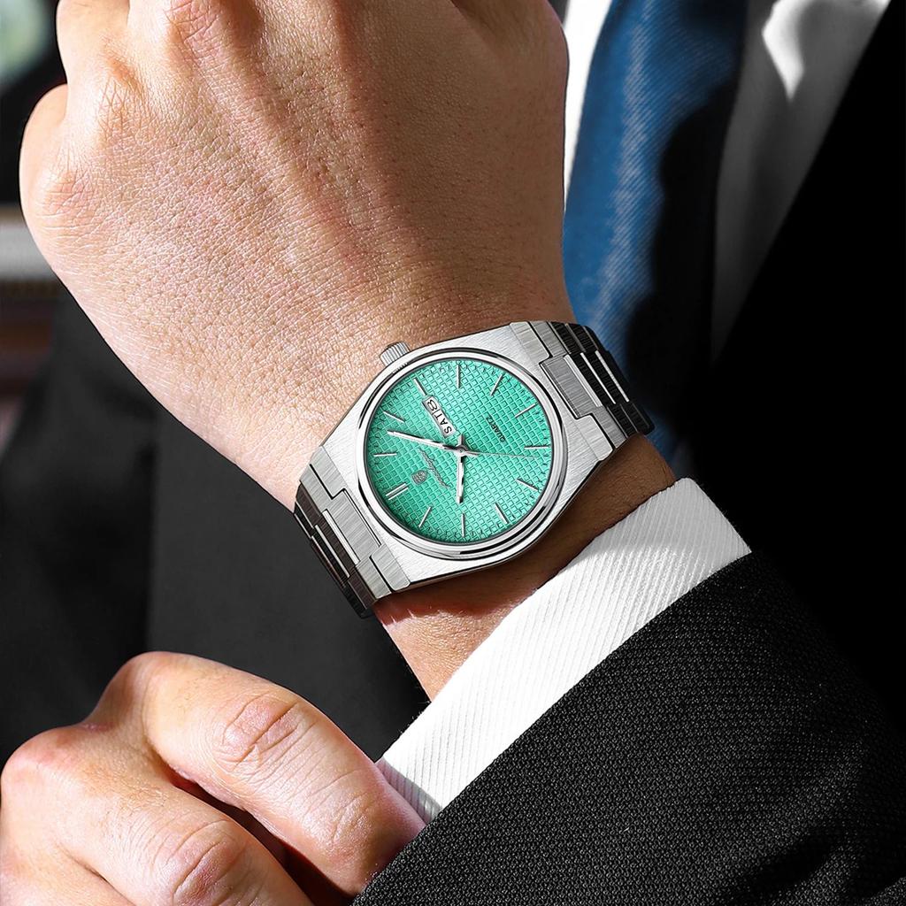 Luxury Round Fashion Man Wristwatch Waterproof Luminous Date Week Quartz Men's Watches Stainless Steel Men Watch Reloj