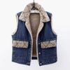 Women's Fall and Winter Padded and Thickened Denim Vest Loose Buttons Sleeveless Cotton Clothing