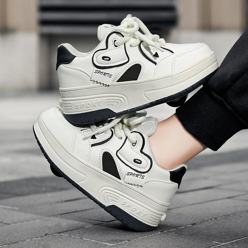 Детские кроссовки на колесах Четырехколесные спортивные ботинки Колесные ролики Съемные Студенческие роликовые кроссовки Обувь