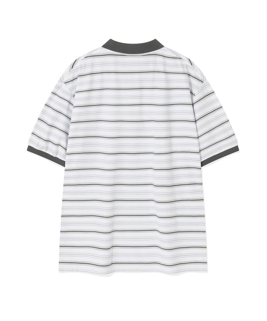 WACKY WILLY Striped Collared T-Shirt White
