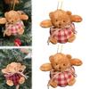2Pcs Mini Plaid Bear Ornaments Christmas Tree Hanging Decor Cute Bear Keychain Festive Xmas