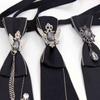 Unisex School Uniform Crystal Rhinestone Jewelry Black Ribbon Tie Necktie Boys Collar Neck Ties JK