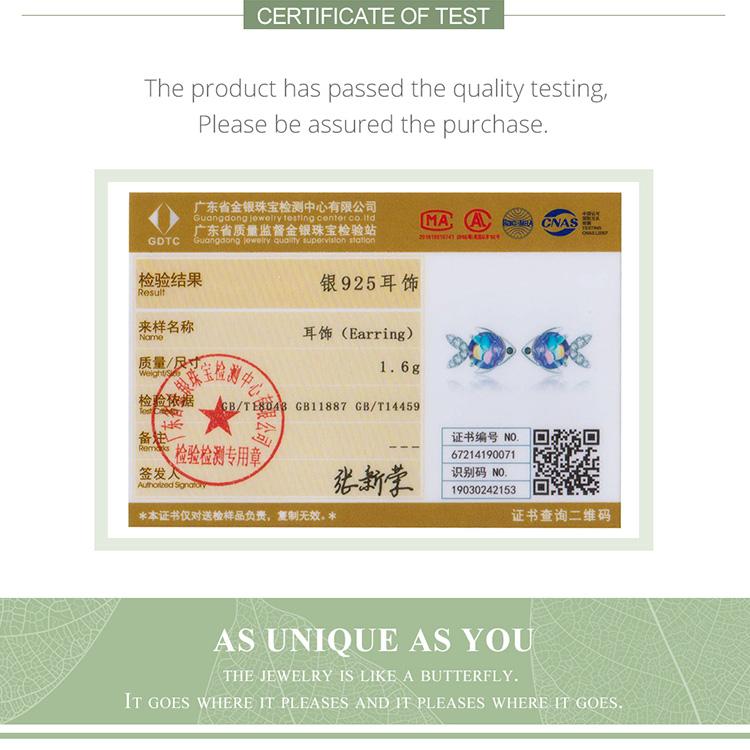 Гипоаллергенные серьги BAMOER из стерлингового серебра 925 пробы, сверкающие красочные фианиты, женские серьги-гвоздики «Счастливая маленькая рыбка»