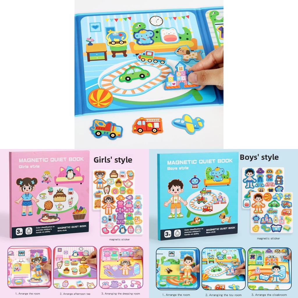 Wooden Kids Magnetic Puzzle Book For Girls And Boys With Hand Tear Silhouette Design For Preschool