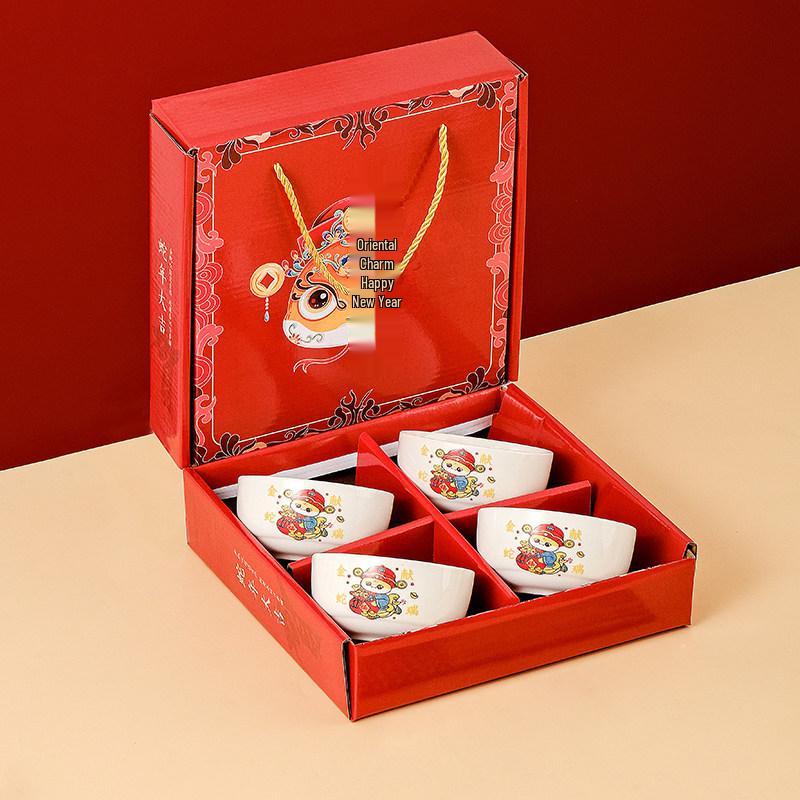 Japanese Ceramic Wedding Gift Set: Bowl & Chopstick with Gift Box - Perfect for Lucky Draws and Employee Gifts