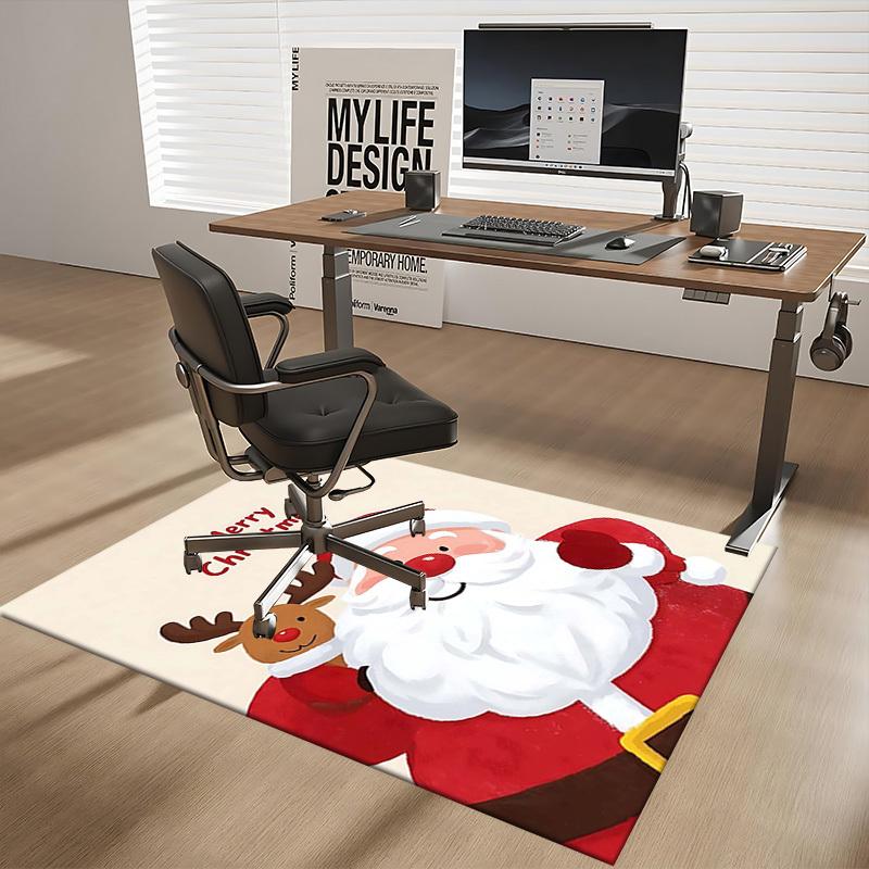 Christmas Santa Claus Reindeer Chair Mat - Anime Cartoon Design, Non-Slip Carpet for Office, Home Decor, Living Room, Bedroom, Game Room & Dormitory.R