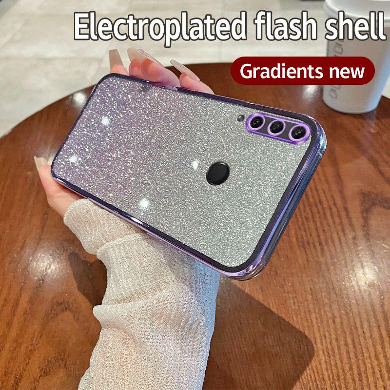 For Honor 9X Case Honor 9X Pro Phone Case Shiny Glitter Plating Silicone Camera Lens Soft Back Cover