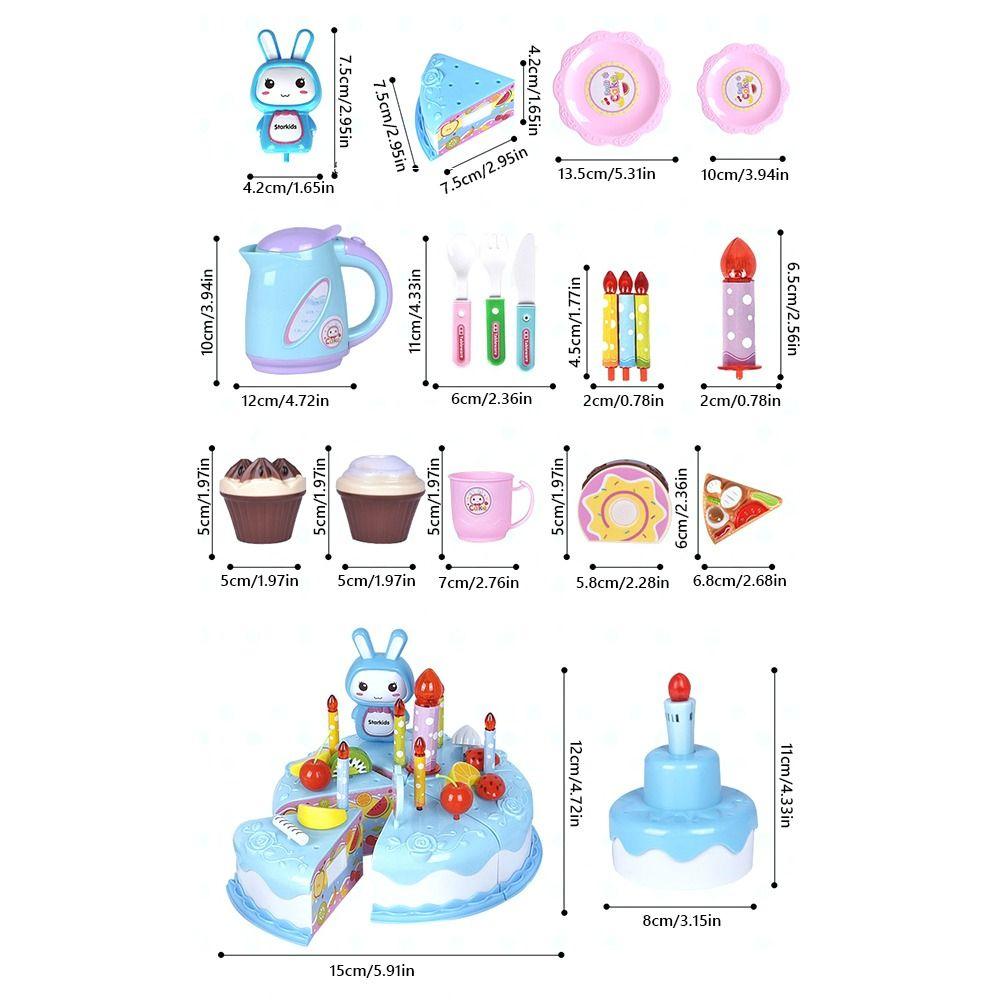 37/38PCS Multicolor Birthday Cake Cutting Toys Playing Role Game Kitchen Toy Gift