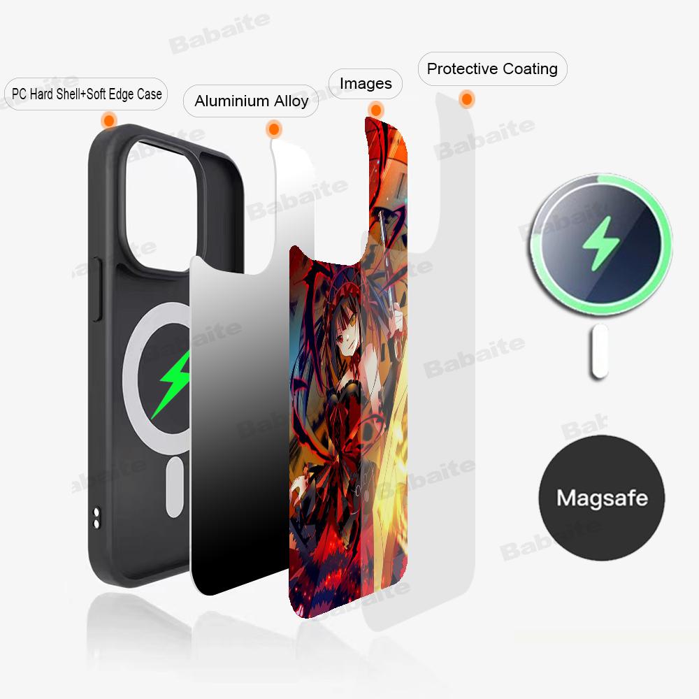 Мультяшный чехол K-Kurumi T-Tokisaki Магнитный чехол Для IPhone 16 14 13 12 11 15 Pro Max Plus Для Magsafe Беспроводная зарядка Чехол