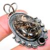 Natural Turritella Fossil,Spinel Gemstone 925 Sterling Silver Pendant 2.05" H8H04
