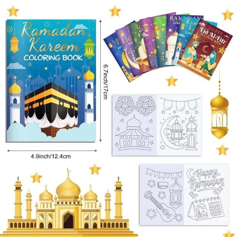 1-4Set Ramadan Coloring Book Gold Moon Fillers DIY Painting Drawing Book for Children Graffiti Book for Party Supplies and Gifts