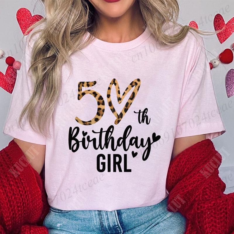 Women T-shirt 50th Fabulous Birthday Squad T-shirts 50th Years Old Birthday Party Matching Clothing Leopard Graphic Y2k Tops