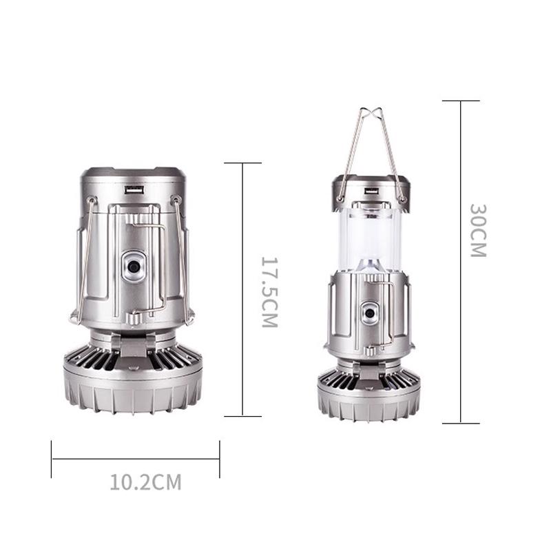 Вентилятор для кемпинга Портативное освещение Перезаряжаемая складная подвесная лампа Power Bank Ручной фонарь с солнечной зарядкой