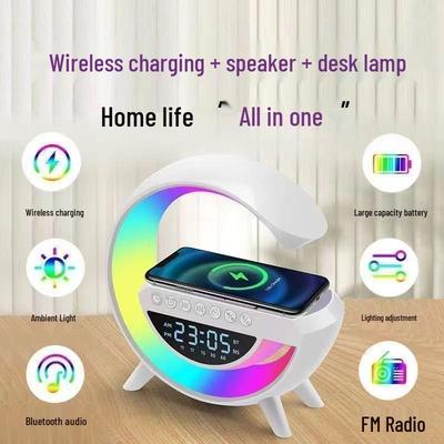 3401 Bluetooth-колонка: Многофункциональный ночник с будильником и беспроводной зарядкой