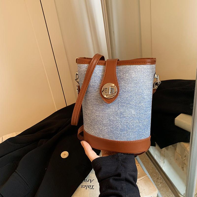 Fashionable Korean Style Casual Bucket Bag For Women In Elegant Black Silver Brown Colors