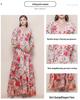 Women's Retro Court Style V-neck Dress with Lace-up Waist, Lantern Sleeves, Floral Print, and Large Hem - 2026 Collection