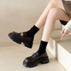 Black Platform British Style Small Leather Shoes Women's 2025 Spring and Autumn New Retro Mary Jane One-pedal Loafers Single Shoes