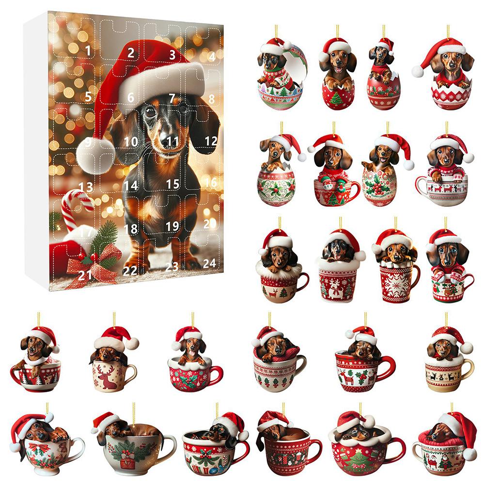Dachshunds Christmas Advent Calendar 2025 With Dachshunds Figure Ornament Xmas Advent Calendar Christmas Gifts for Dog Lover