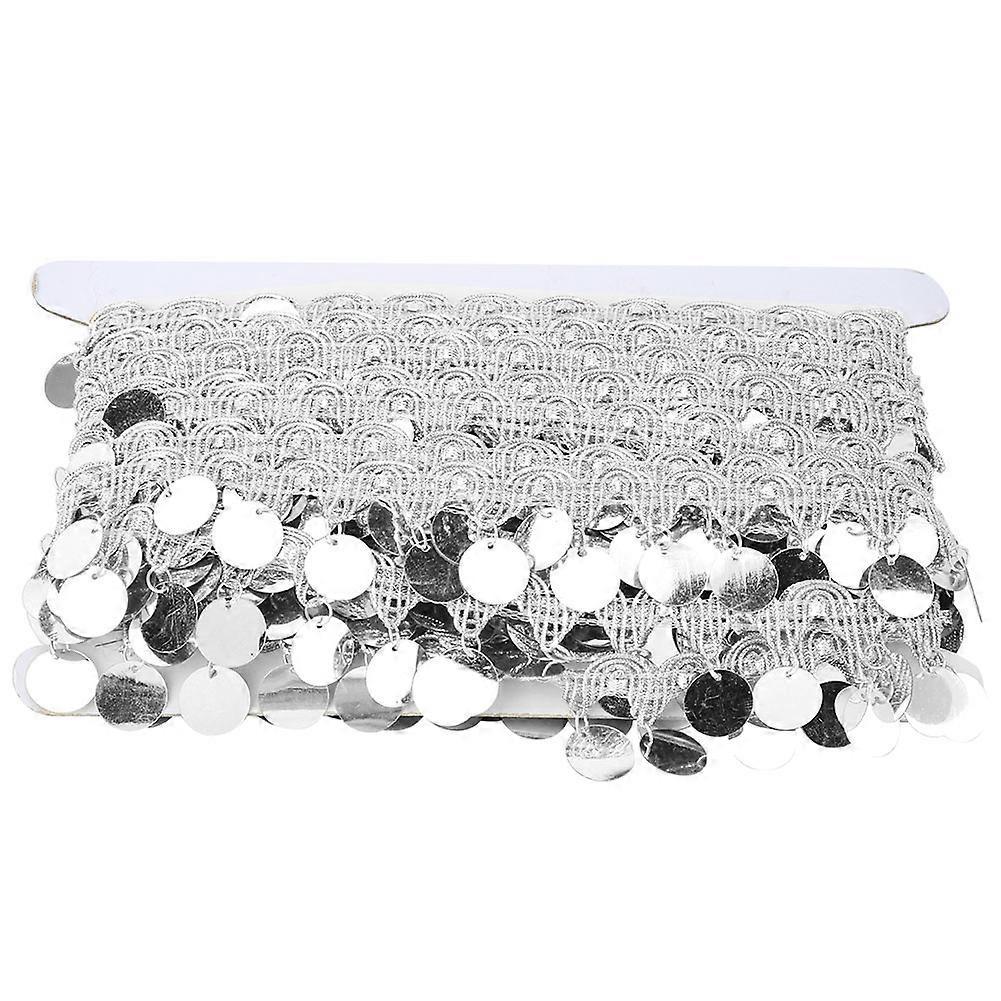 Belly Dance Tassel Belt Round Coin Hip Scarf National Clothes Supplies Accessories 10 Yards(Silver)