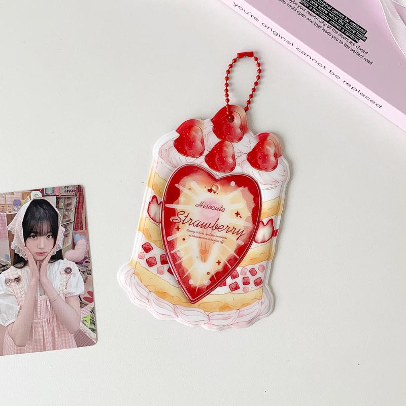 Kawaii Kpop Photocard Holder for 53x85mm PVC Card Protector with Pendant Keychain for Students Girls School Accessories Gift