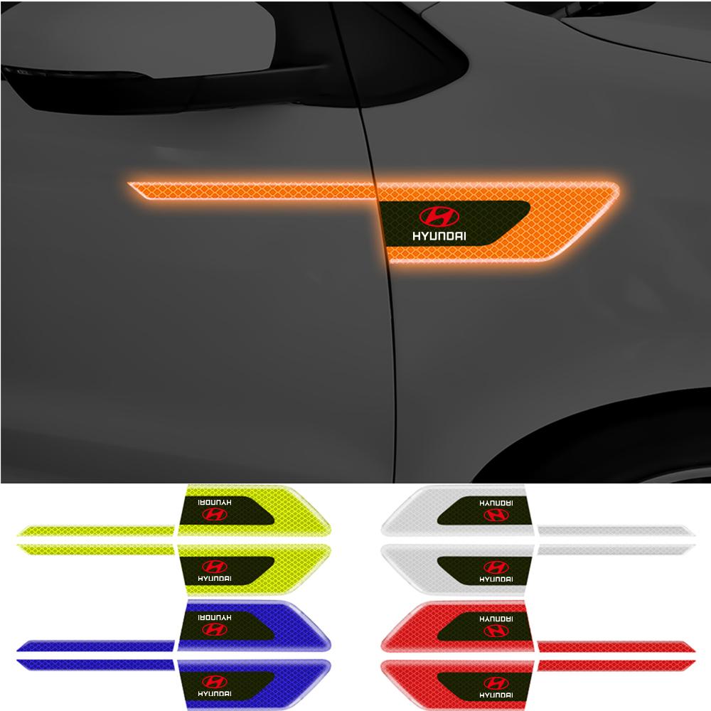 Car Stying Auto Door Safety Warning Fluorescent Reflective Mark Decal Sticker For Hyundai Tucson Solaris i20 i30 ix20 ix25 ix35 MM15