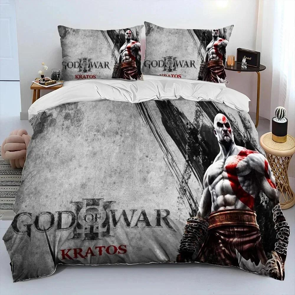 3D Игра God of War Геймеры Кратос Комплект постельного белья Печать С наволочкой Пододеяльник Мягкий Односпальный Двуспальный Queen Super King Size