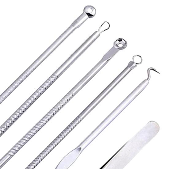 6Pcs/Set Blackhead Needle Anti-Slip Face Cleaning Stainless Steel Acne Removing Extractor Tools for Unisex
