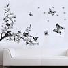 Black Floral Butterfly Flower DIY Vine Wall Sticker Art Decor Mural Room Decal