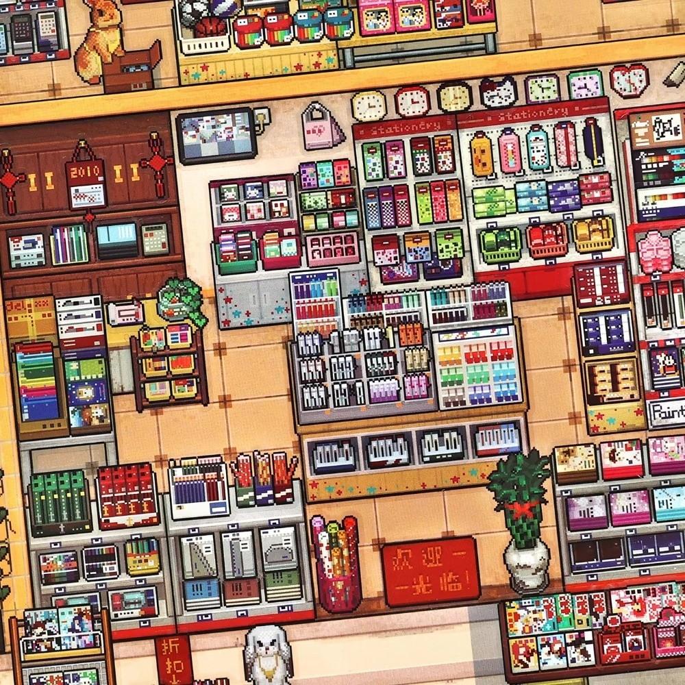 3D Miniature Shop Scene Collection Modern Shop Architecture Stacking Pasting Landscape Sticker Book Scene Game Stickers