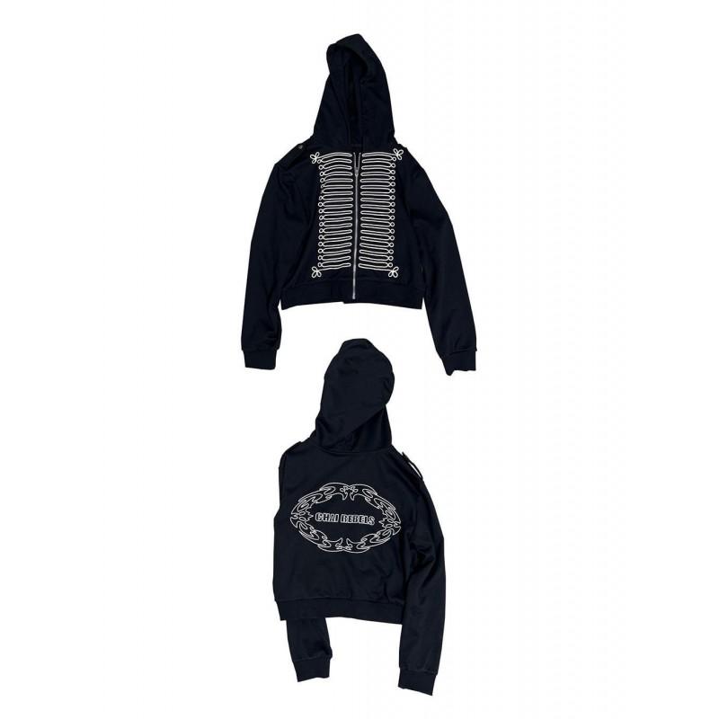 Vintage Loose Fit Hooded Sweatshirt Zip Up Printed High Street Fashion Men Women