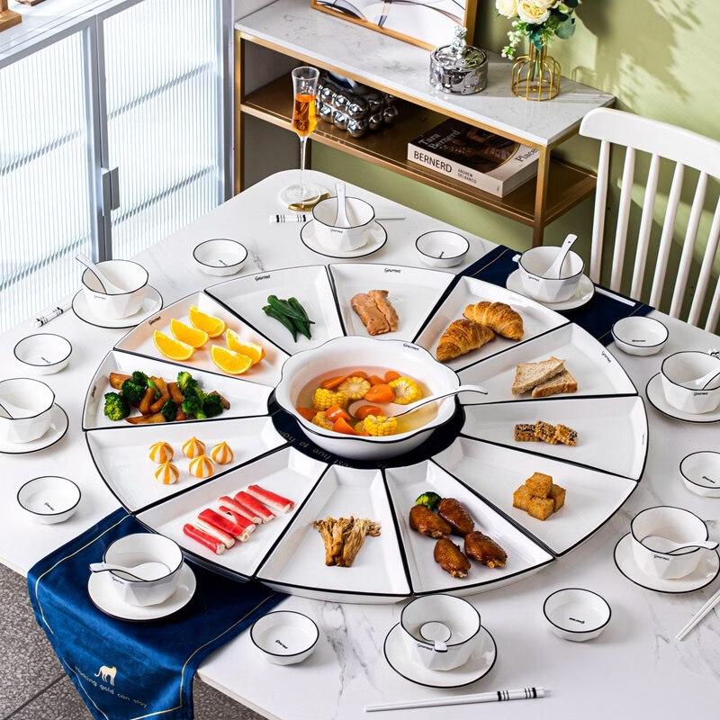 Скандинавский керамический сервировочный набор из нескольких секций в форме веера