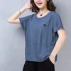 Универсальная женская футболка с коротким рукавом, свободная, летняя, новая, футболка, закрывающая живот, женский повседневный топ большого размера