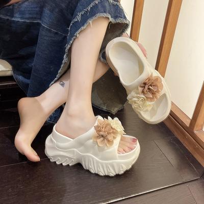 Шлепанцы на толстой подошве для женщин Летняя пляжная обувь Шлепанцы на высоком каблуке