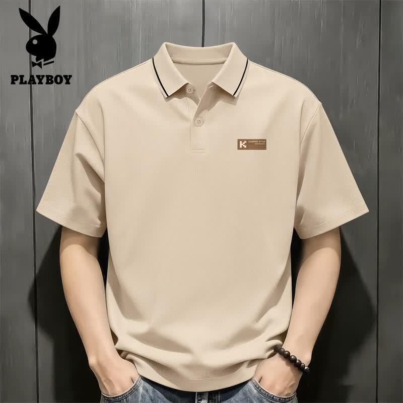 PLAYBOY Мужская рубашка-поло с коротким рукавом в стиле business casual