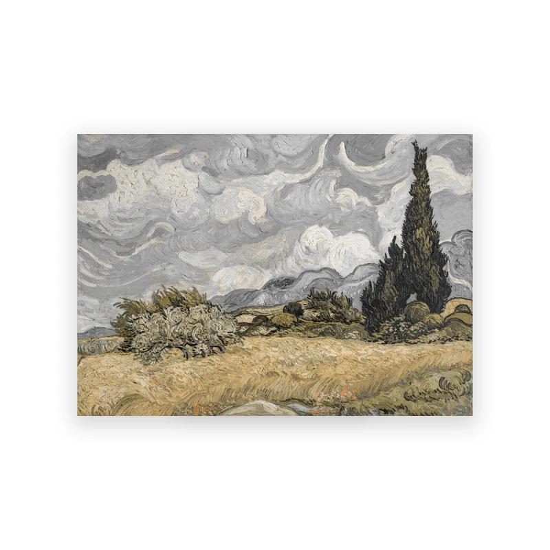 Летний пейзаж Винтажная картина маслом Холст Постер, Весенний Нейтральный Принт для Галерейной Стены, Ретро Зеленый Тон, Настенный Декор Фермерского Дома