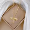 Sparkly 18K Gold Plated Personality Dragonfly Pendant Necklace For Women Fashion Girls Clavicle Chain Party Jewelry Gifts