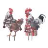 Metal Rooster Statue Ground Stake Iron Art Chicken Ornament for Outdoor Garden Courtyard Lawn