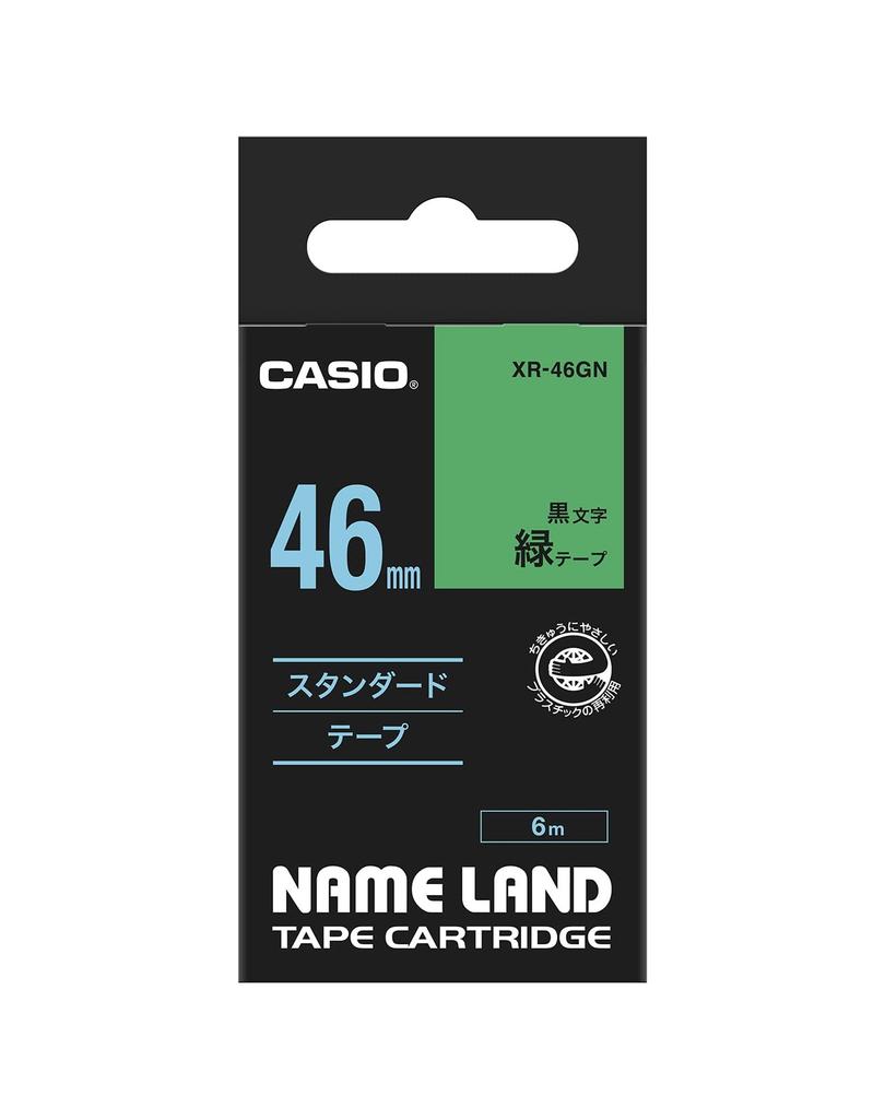 Оригинальная лента Casio для принтера этикеток Nameland 46 мм, зеленая с черным текстом XR-46GN