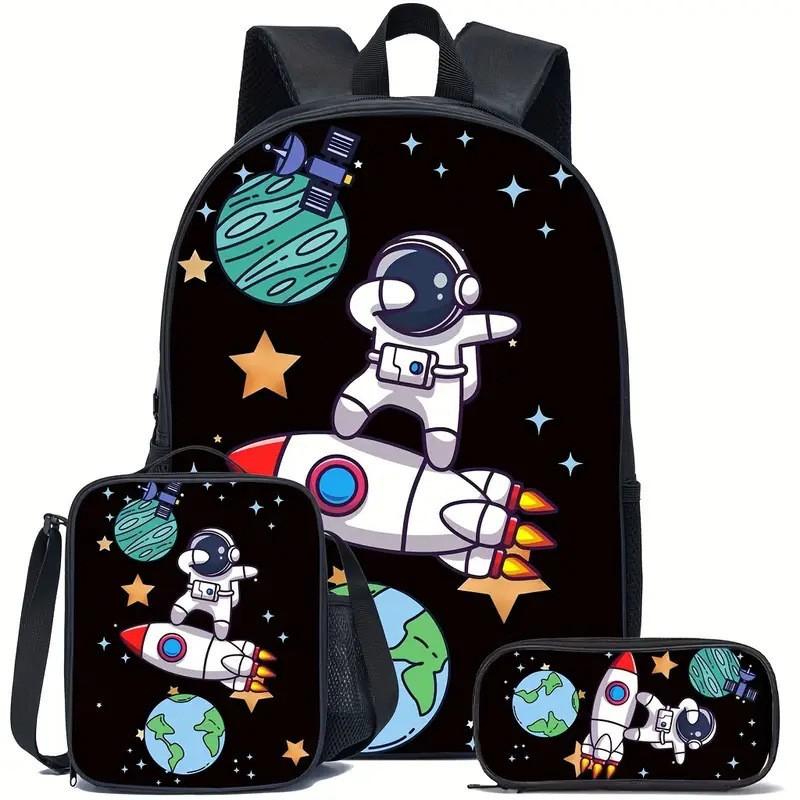 Cartoon Print Kids School Backpack Elementary Students - Large Capacity Lightweight Oxford Fabric Daypack With Pencil Case