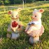 Animal On Mushroom Figurine Garden Resin Reading Pig Statue Knitting Rabbit Ornament for Fairy Garden Flowerpot Balcony Desk